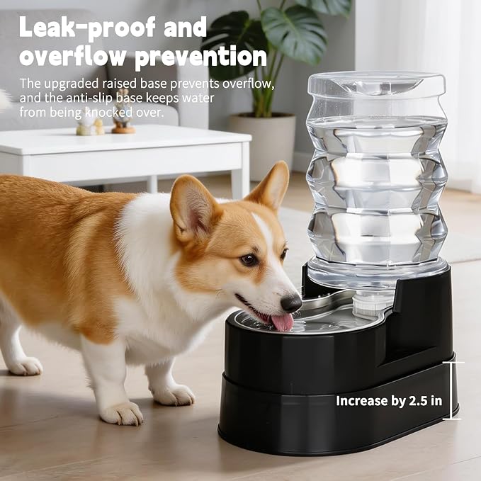 RIZZARI 7L Raised Dog Water Dispenser: Stable Base Design | Gravity Fed/No Power Needed/Anti-Spill Base/for Senior Dogs & Large Breeds/Garage/Garden/Easy-Clean