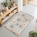 Entryway Area Rug 2'x3', Halloween Washable Small Area Rugs for Kitchen Bathroom Bedroom Office Laundry, Black Net Classic Spiders Gingham Orange Rustic Door Mat Indoor Entrance Floor Throw Carpet