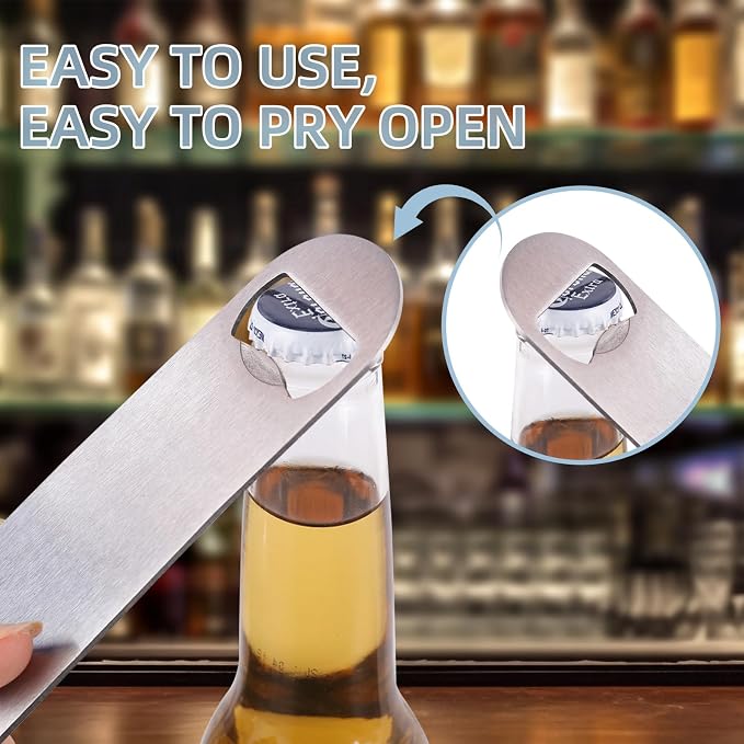 25 Pack Flat Beer Bottle Opener 7 inch Stainless Steel Flat Bottle Opener Beer Bottle Openers for Bartender Kitchen Bar Restaurant (Silver)