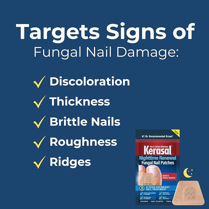 Kerasal Nighttime Nail Renewal Patches - 14 Patch - Overnight Restoring Nail Repair (Pack of 4)
