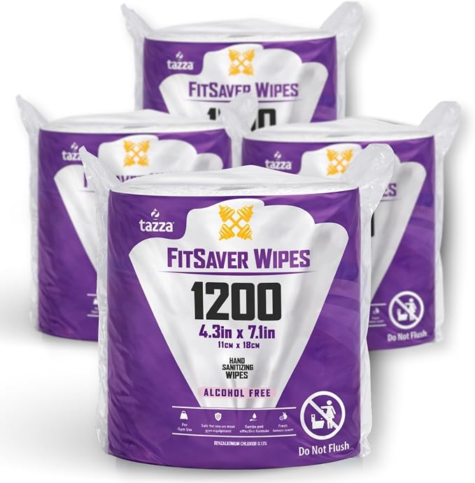 Tazza TAZZAWP1200 Wet Wipes - Bulk 4 x 1200 Ct, Durable Pre-Saturated Cleaning Gym Equip Wipes. 1 penny a wipe!