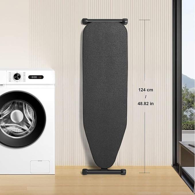 Duwee 13"×43" Ironing Board with Heat Resistant Cover Thicken Felt Pad | Folding Adjustable Height Compact Ironing Board,Strong Legs,Black