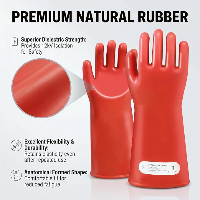 Insulated Electrician Gloves - Class 1 ASTM Compliant High Voltage Dielectric Electrical Gloves For Electrician,Electrical Safety Gloves 8000V AC
