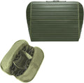 Travel Makeup Organizer Bag with Fold-Down Design and Adjustable Dividers, 27 Pockets & 3 Brush Storage Holders, Large Capacity Cosmetic Bags Toiletry Case - Dark Green