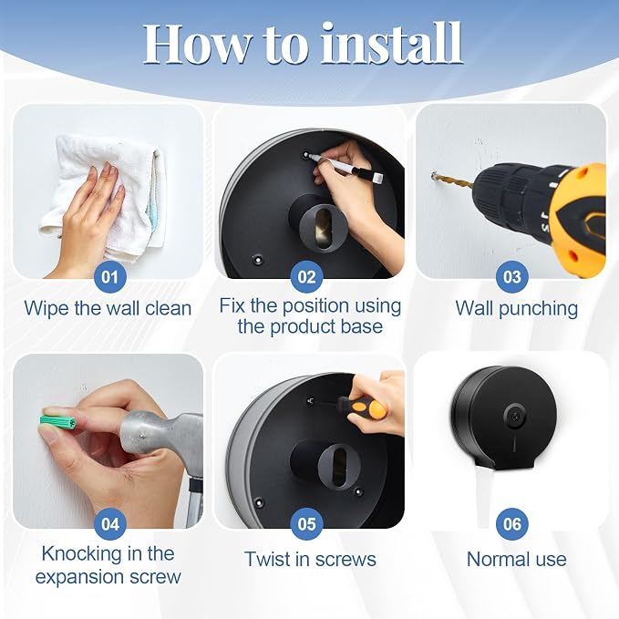 Mifoci 2 Pcs Industrial Toilet Paper Holder Commercial Roll Dispenser Wall Mount Stainless Steel Jumbo Tissue Dispenser Fits 9" Roll Toilet Paper for Office Home Public Places (Black)