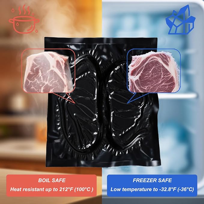 All Black Vacuum Sealer Bags 15" x 20", 5.5 Mil Precut Vacuum Seal Bags for Food Storage, Sous Vide, and Meal Prep, Heavy Duty Commercial Grade, 50 Count