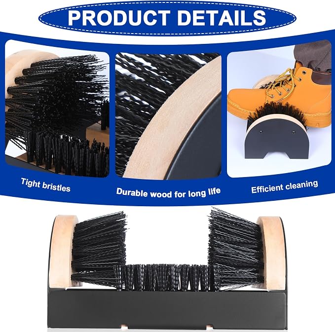 Sliner 4 Pieces Boot Brush Scraper Outdoor Shoe Cleaner for Mud Dirt | Heavy Duty Bristles, Entryway Doorway Placement, Removes Mud Snow Slush, Wood Plastic Build, Fast Cleaning on Sneakers Boot