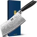 HOSHANHO Cleaver Knife 7", Razor Sharp Powder Steel Kitchen Meat Cleaver | Professional Kitchen Butcher Knife for Meat Cutting Vegetable Slicing, Japanese Chopping Knife with Pakkawood Handle