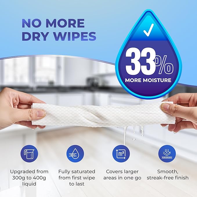 Baking Soda Cleaning Wipes - Wet Floor Mopping Replacement Pad Refills Compatible with Swiffer Sweeper Mop - Larger & Thicker Disposable Cloths for Multi-Surfaces - 30 Count (Pack of 9)