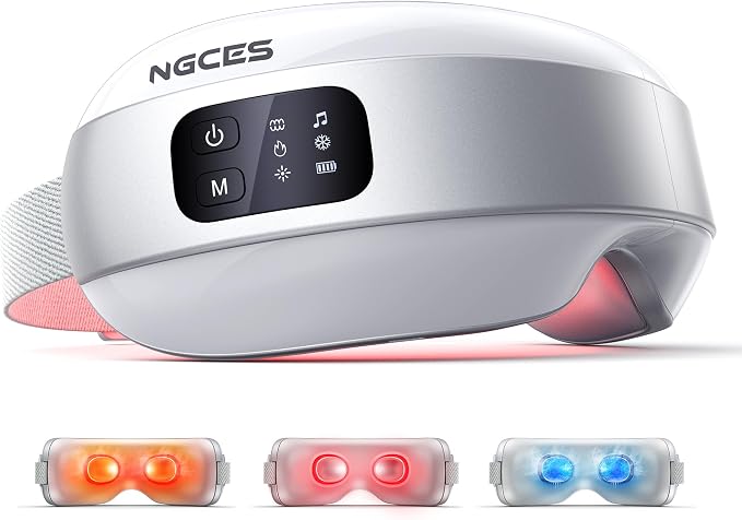 Eye Massager with Heat and Cooling, Red Light for Eyes 4 Modes Smart Sleep Mask for Relax Eye Strain, Daily Eye Spa, Improve Sleep Holiday Birthday Gifts for Women Men, Portable Travel Eye Mask