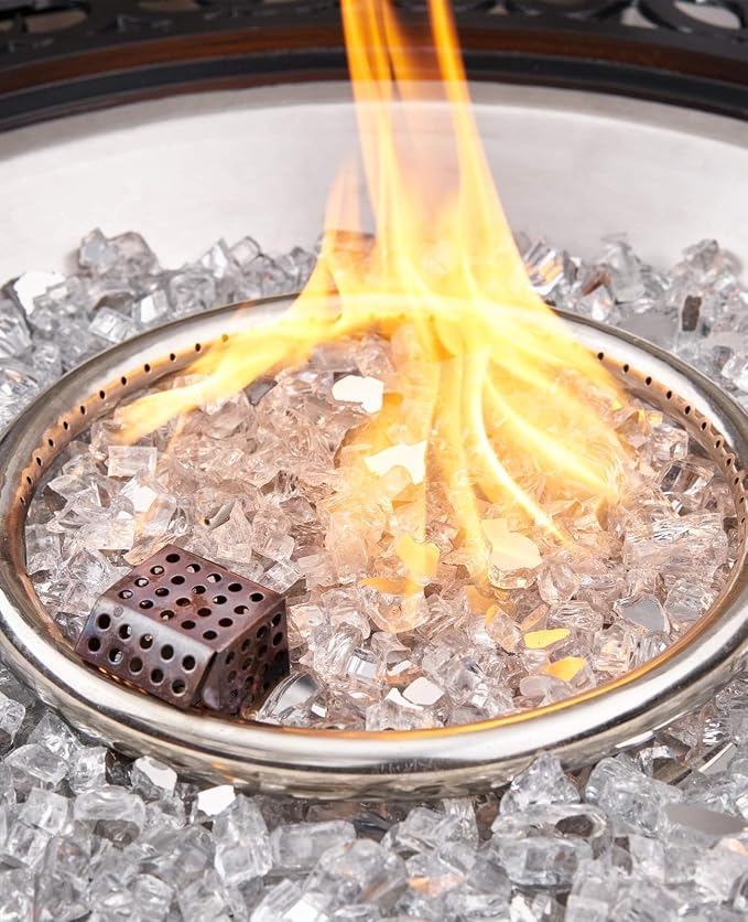 NUPICK 20 Pound Fire Glass, 1/2 Inch Reflective Fire Pit Glass | Tempered Fire Pit Rocks for Propane or Natural Gas, Glass Rocks for Fire Pit Table, Fireplace, Fire Bowl, Landscaping, Clear