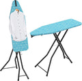 LyriFine Ironing Board, 2-in-1 Ironing and Steaming Board, 14″ x 43″ | Sturdy Steel Frame Iron Board with Non-Slip Feet, Heat Resistant Cover Iron Board, Foldable Ironing Board with Hook, Green