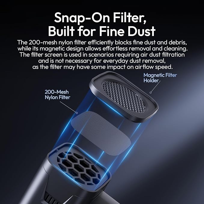 ULANZI AD02 Storm Electric Air Duster V2, 130,000 RPM Compressed Air Duster, 12.5W Fast Charge, Variable Speed, with 200-Mesh Filter & LED Light, Portable Mini Dust Blower for Camer Cleaning