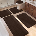 YIHOUSE Bathroom Rugs Set 5 Piece, Memory Foam Bath Mat Brown | Ultra Soft, Absorbent, Non-Slip, Machine Washable, for Bathroom, Sink and Toilet