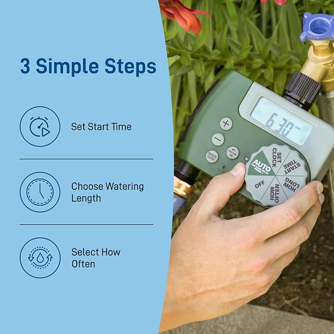 Orbit Programmable Digital Hose Watering Timer - 2 Outlet - Battery Powered - with LCD Screen - Built-in Rain Delay - Water-Resistant - 58910