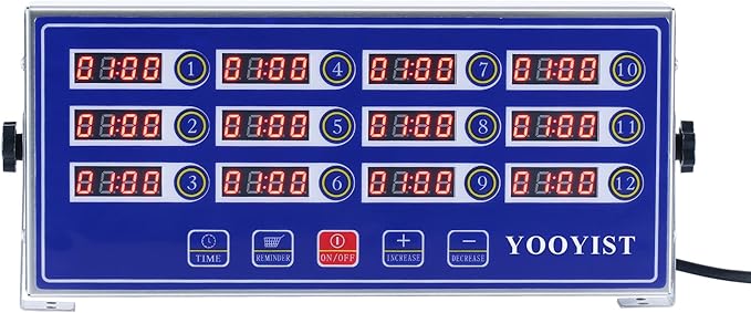Precision Kitchen Timers for Cooking – 12 Channel Commercial Kitchen Timer Restaurant Kitchen Supplies – Stainless Steel Digital LED Chef Cooking Timer – Reminder Function, Loud Alarm, Blue