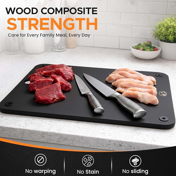 Earth's Dreams Composite Wood Cutting Board Set of 3, Chopping Boards | Dishwasher Safe,Non-Toxic, Cutting Boards for Kitchen – Large, Medium & Small Non-Slip Wood Charcuterie & Chopping Boards