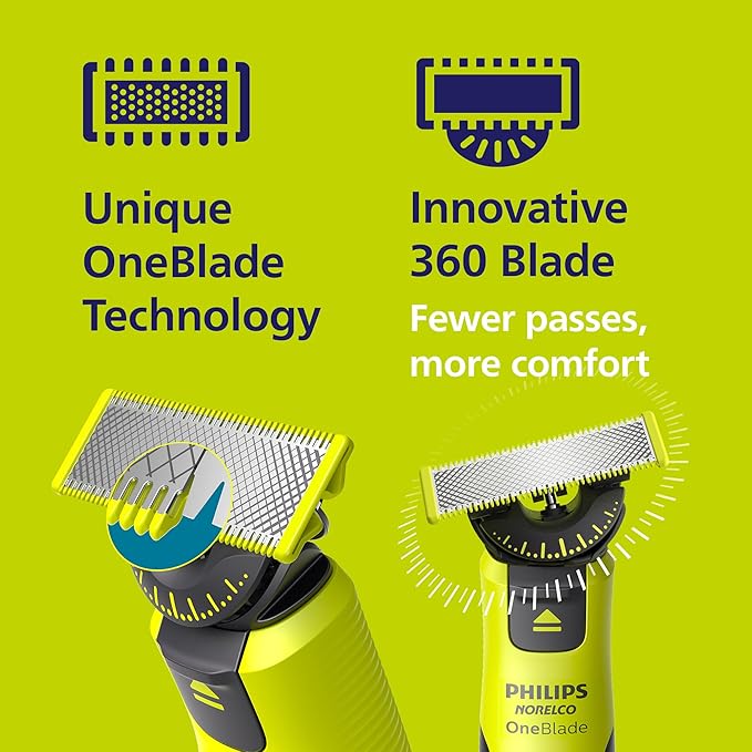 Philips Norelco OneBlade 360 with Connectivity Hybrid Face + Body, Electric Beard Trimmer, Shaver and Body Groomer Kit with 360 Blade Tech, 1x360 Blade, 5-in-1 Comb, Travel Case, Model QP4631/90