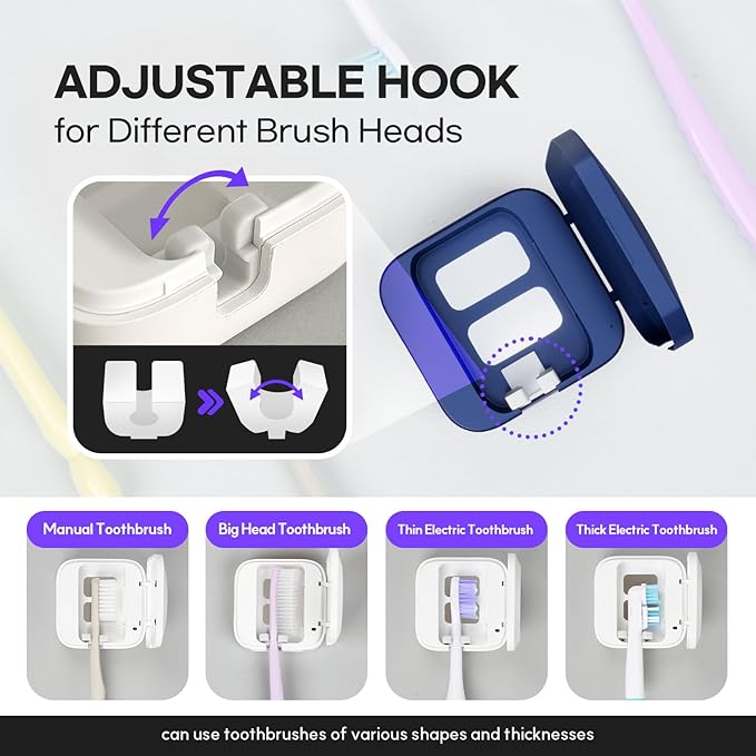HuBDIC HubiCare Toothbrush Case Set, Toothbrush Covers with Holder, Rechargeable Travel Home Toothbrush And Holder, Cleaner Case for All Electric And Manual Toothbrushes (3 Color Set)