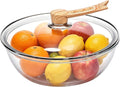 6.5 Qt Large Glass Mixing Bowl with Glass Lid, Clear Glass Bowl for Sourdough Salad Bowls with Lid & Long Handle,Thickened Glass Big Mixing Bowls Cooking Bowl for Food Prep, Kitchen,Dinner