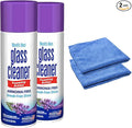 Glass Cleaner Foam, Foaming Action & Spray, 19oz - 2 Pack - Lavender Scent - Bundled With 2 Microfiber Cleaning Clothes (38 oz Total)