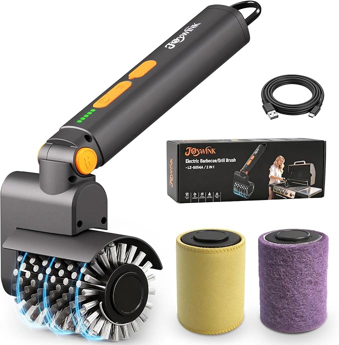 Upgraded Electric Grill Brush - Extreme 50kg Torque Power Grill Brush, 7.4V Motor, Safe for All Grills, SUS304 Anti-Shedding Bristle, with Heat Resistant Mat & Polishing Pad, for Fathers Day