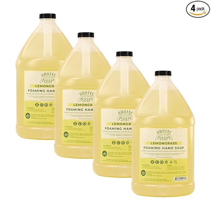 Adams Handmade Soap Liquid Foaming Soap 1 Gal - Lemongrass (Pack of 4)