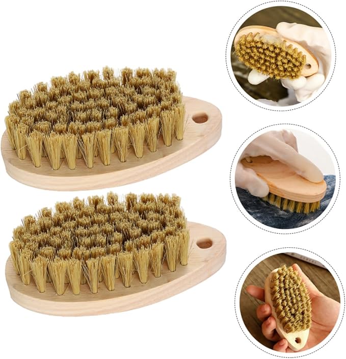 2pcs Bristle Brush Carpet Cleaner Brush Floor Scrubbing Brush Long Handled Stiff Brush Shoes Washing Scrub Brush Floor Cleaning Brush Laundry Soft Fur Shoe Brush Wood
