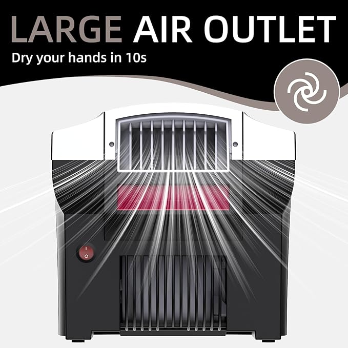 Commercial Hand Dryer Electric Compact Hand Dryer for Bathrooms Commercial 1800W High Speed Hand Dryer with Hot Cold Air and Noise Reduction 110V Silver