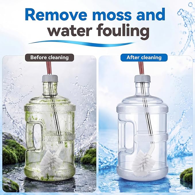 Funnymoom 2 Pack 1.32 Gallon Water Bottle Jug with Handle and 2 Extendable Cleaning Brushes, Food-grade Fda Compliant Reusable Water Container, Stackable 5l Jug for Cooler, Camping, Office and Home