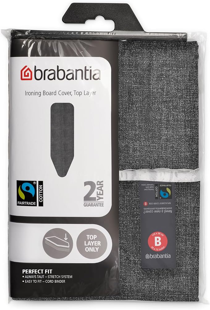 Brabantia Replacement Ironing Board Cover | Top Layer Only | Fits Comfort Board (Size B) | Fairtrade New Dawn Cover | 100% Cotton Cover for Your Existing Foam Layer | for Brabantia Ironing Board B