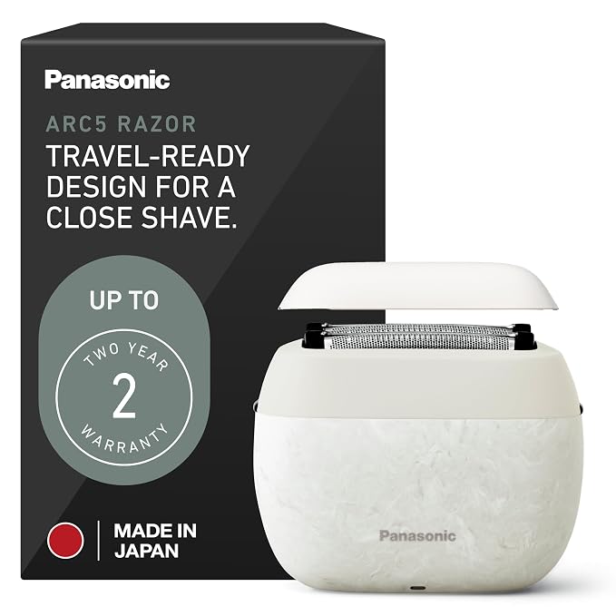 Panasonic ARC5 Palm-Sized Foil Shaver, Powerful Travel Electric Razor for Men, USB-C Charge Wet/Dry, Easy-Clean Luxury Japanese 5-Blade, Smooth & Precise Cut w/Smart Sensor (Natural Sea Stone)