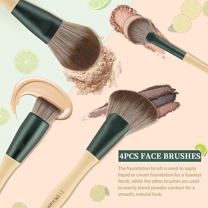 DUcare 18 Makeup Brushes Set Makeup Sponges Cosmetic Bag | Powder Foundation Contour Blush Concealer Eye Shadow Blending Liner Make Up Brush Kit