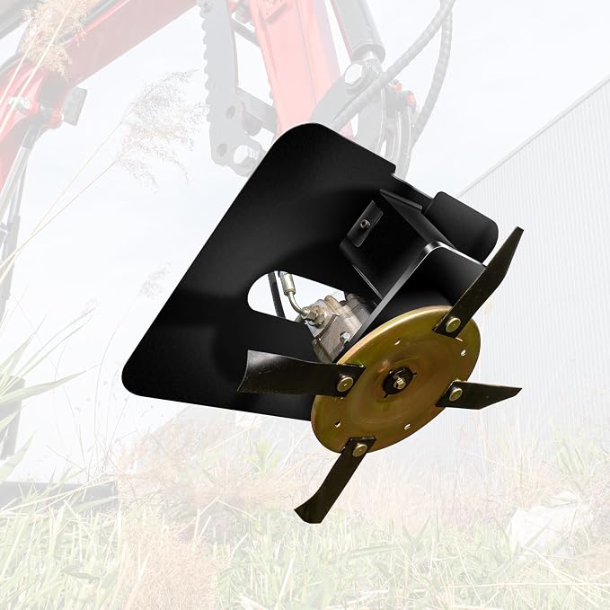 Hydraulic Flail Mower Brush Cutter Attachment for 1-2 Tons Mini Excavators, Mini Excavator Brush Cutter with 2 Pins for Land Clearing, Branch Pruning, Grass Cutting, USA Stock