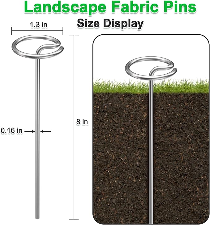 Heavy-Duty Landscape Staples – 100 Pcs 8-Inch G-Shaped Thickened Galvanized Garden Fabric Staples,Rust-Resistant Ground Cover Pins for Weed Barrier, Erosion Control & Landscaping Projects