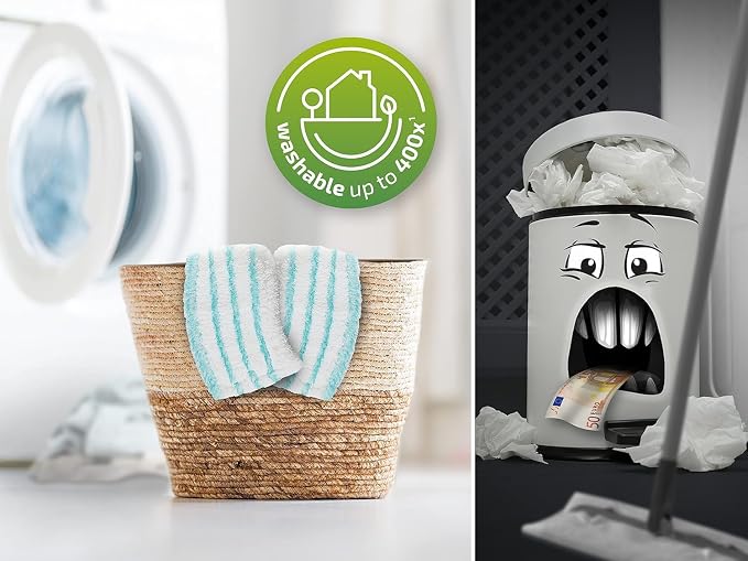 Leifheit Floor Cleaning Profi XL Mop and Bucket Set – 42 cm Microfibre Mop for Large Floors with 360° Joint, Foot-Pedal Wringing System, Heavy Duty 8 L Bucket, Easy Moist or Wet Cleaning, Turquoise | Bucket wringer on wheels, foot wringing system, 2 Mi...