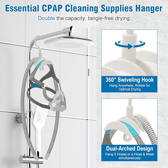 9 Pack CPAP Cleaning Kit for Hose & Mask, with Speed Control Hose Dryer, Collapsible Wash Basin & Hose Hanger, 7ft Cleaning Brush, CPAP Cleaning Supplies with Storage Bag, for 22mm & 15mm Tube