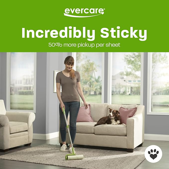 Evercare 10-Inch Mega All-Purpose Pet Hair Lint Roller Refill, 50 Sheets – Sticky Roller for Pet Hair, Cat & Dog_Hair Remover, Lint Remover, Pet_Hair_Remover for Furniture, Clothing & Cars (Pack of 3)