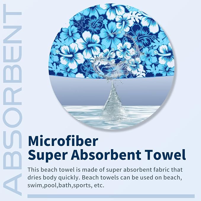 Microfiber Beach Towel Extra Large 71x32 Floral Mandala 2 Pack