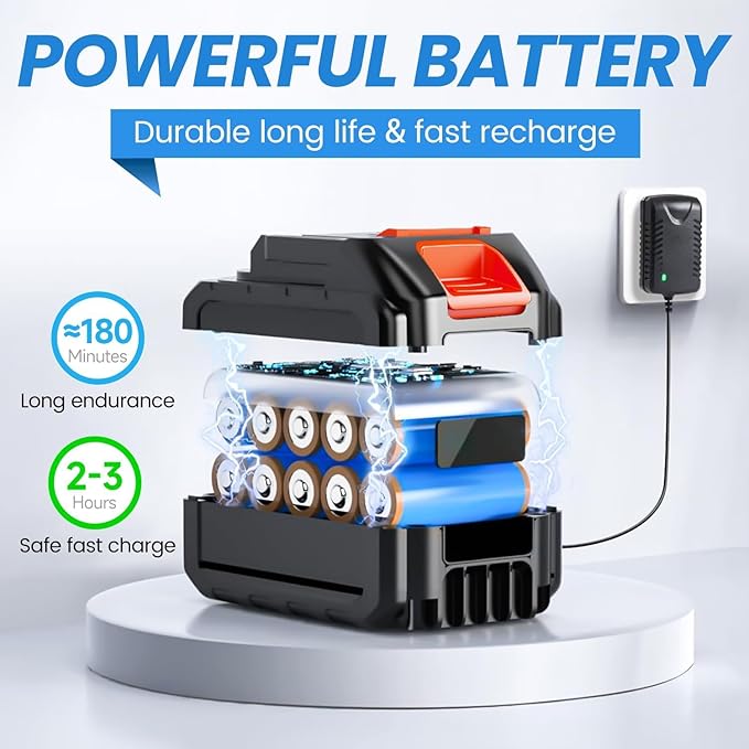 Cordless Pressure Washer 21V x2 Batteries, Cordless Power Washer Battery Powered, Portable Pressure Washer w/ 6-in-1 Nozzle, Soap Container, Charger Included