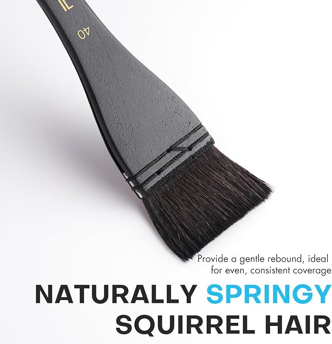 Flat Watercolor Brushes, Fuumuui 40mm Professional Squirrel Hair Flat Hake Brushes, Artists Scale Large Paint Brush with Long Handle for Watercolor and Acrylic Paints