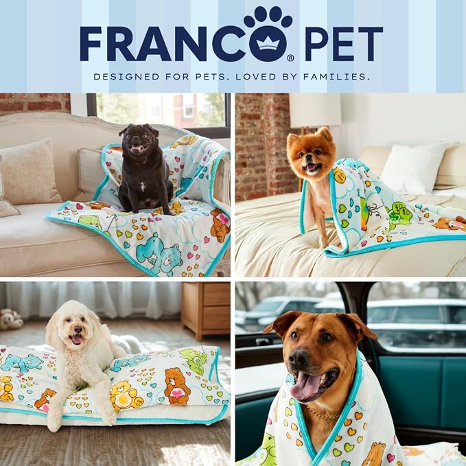 Care Bears Waterproof Dog Bed Cover, Large 30x40 Pet Blanket for Furniture Bed Couch Sofa, (Officially Licensed) by Franco