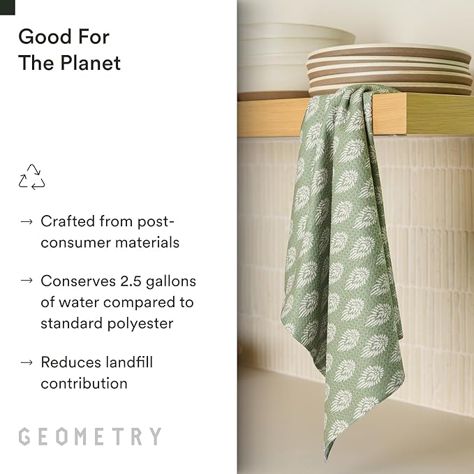 GEOMETRY Kitchen Tea Towels - Quick Dry Microfiber Dish Towels for Kitchen - Henley - 18" x 30" - 1 Pack