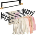 XL-31.5" Wall Clothes Drying Rack, Retractable Mounted Rack Black | 7 stainless rods, staggered for faster drying. Rustproof. Expands to 25.6"D. Folds flat for storage. Mounting hardware.