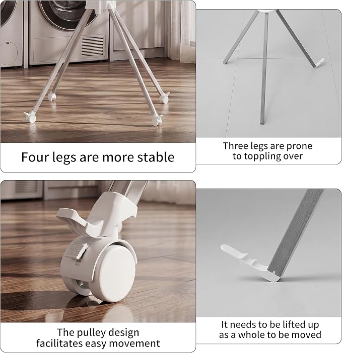 RFOUO Clothes Drying Rack Aluminum-4 Legs 16rods Double Layer, Portable Foldable Drying Rack,Space Saving Laundry Drying Rack,Drying Rack Clothing for Laundry Bedroom Household