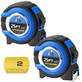 Youyole 2 Pack Tape Measure with Fractions 25 ft x 1 in 1/8 Steel Measuring Tape Retractable Easy Read Measurement Ruler Steel Power Blade
