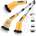 Electric Spin Scrubber for Cleaning Bathroom, Shower Scrubber Cordless Cleaning Brush with IPX7 Waterproof & 2 Speed, 3 Brush Heads, Bathroom Cleaning Supplies for Shower Tub Yellow