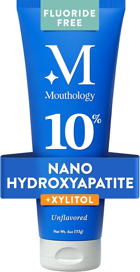 10% Nano Hydroxyapatite Toothpaste (Unflavored) Fluoride Free, Whitening*, Rod Shaped nHa, Xylitol Toothpaste for Adults, Enamel Care*, Sensitive Teeth*, SLS Free, 4oz (USA Made) Package May Vary