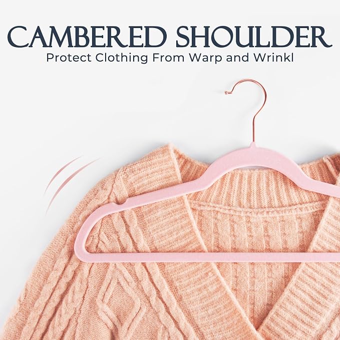 HOUSE DAY Pink Velvet Hangers 120 Pack, Premium Clothes Hangers Non-Slip Felt Hangers, Sturdy Black Hangers Heavy Duty Coat Hangers, Durable Suit Hangers, Space Saving No Hanger Mark Rotating Hook
