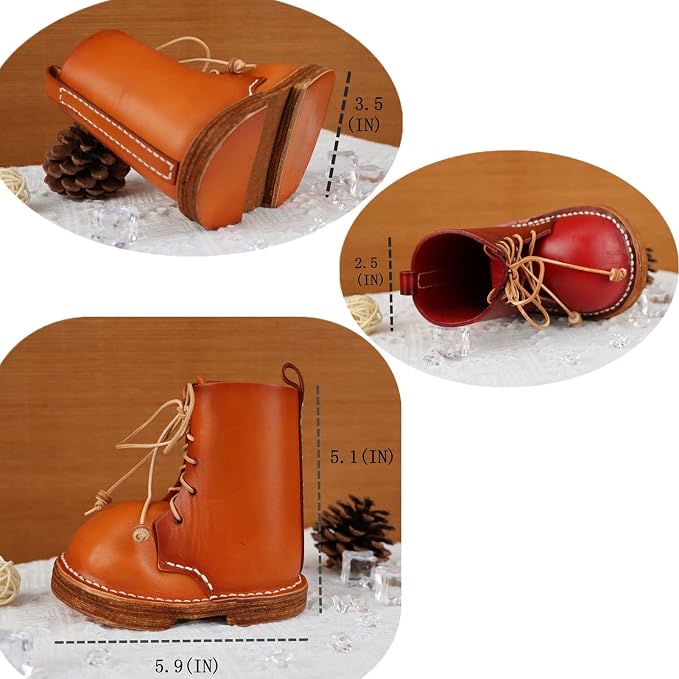 Vegetable Tanned Leather Cowhide Shoes Desktop Decorative Pen Holder Stationery Makeup Brush Organizer Creative Gifts For Men And Women (Red)